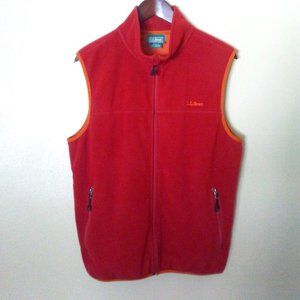 L.L. Bean Men's Polartec Fleece Full Zip Vest Burnt Orange Pockets SZ M Hiking